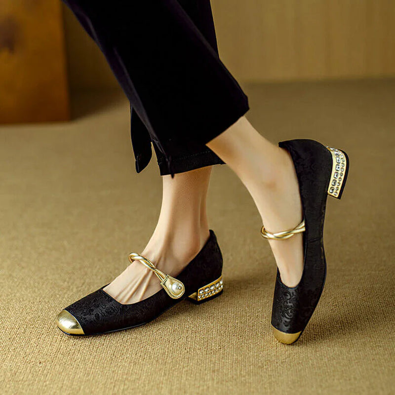 Pera Mary Jane | Flats Embroidered Satin, Comfortable Flat Shoes for Women