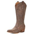 IUV Women'S Cowboy Boots – Cowgirl Western Boots, Western Retro Style Pointed Toe, Chunky Heel, Mid-Calf, Retro Embroidery. Perfect for Country Concerts, Dancing, Weddings, Travel & Daily Wear