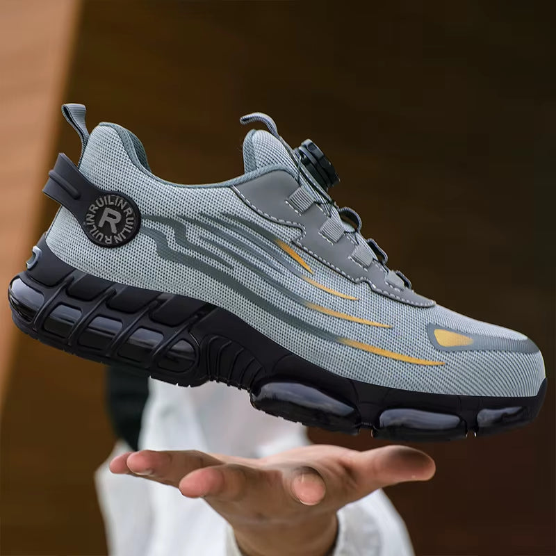 Rotating Button New Safety Shoes Men Anti-Smash Anti-Puncture Work Shoes Fashion Men Sport Shoes Security Protective Boots Men